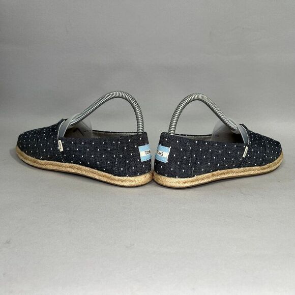 Toms Alpargata Shoes Women's Size 6.5 Chambray Dot Espadrille Slip On Loafers - Picture 6 of 12